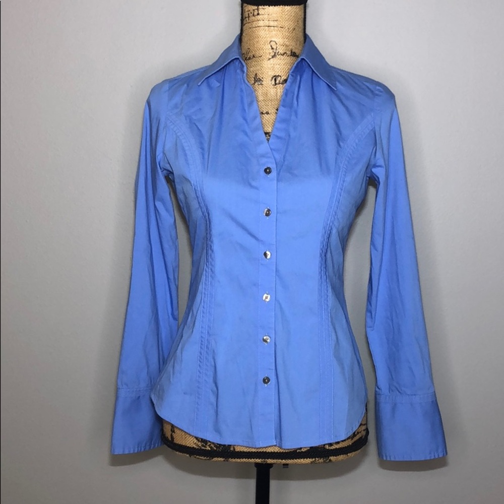 Express Women’s Fitted Blue Collard Shirt